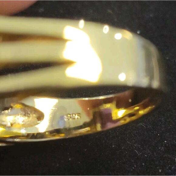 Amethyst Ring Size 10 Gold Plated 925 Sterling Silver Emerald Cut 16mmx12mm & CZ - Picture 4 of 5